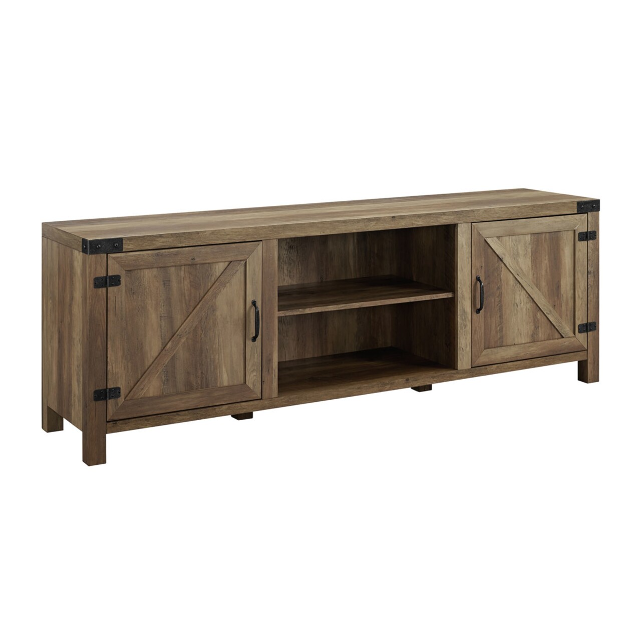 Priya Home Furniture 70" Modern Farmhouse Barn Door Wood TV Stand - Rustic Oak